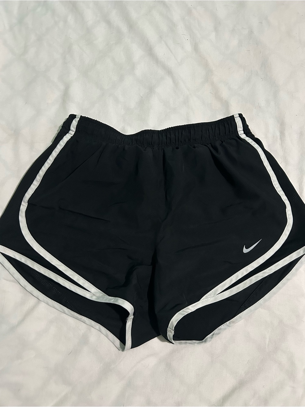 Nike Women’s Black Athletic Shorts with White Piping - Picture 1 of 2